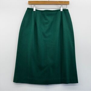 Vintage Knee-Length Wool Pencil Skirt Emerald Green Size 12 Power Dressing NWT